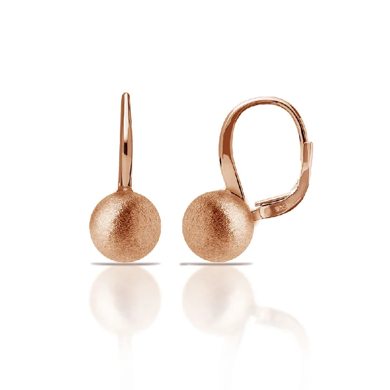 ladies-vintage-rose-gold-earrings-925 Silver Matte Finish Rose Gold Plated Leverback Dangling Bead Earrings - ECE00024R