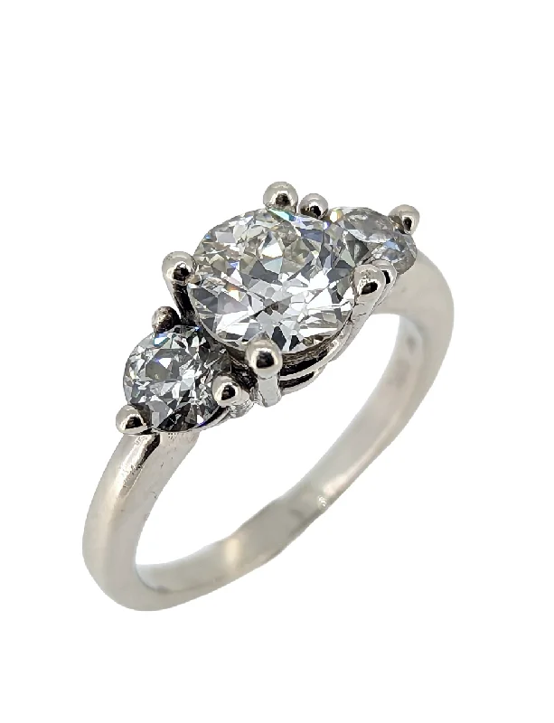 engagement-radiant-cut-platinum-ring-Vintage 1.60 Carat Old European Cut Diamond Engagement Ring 14K White Gold