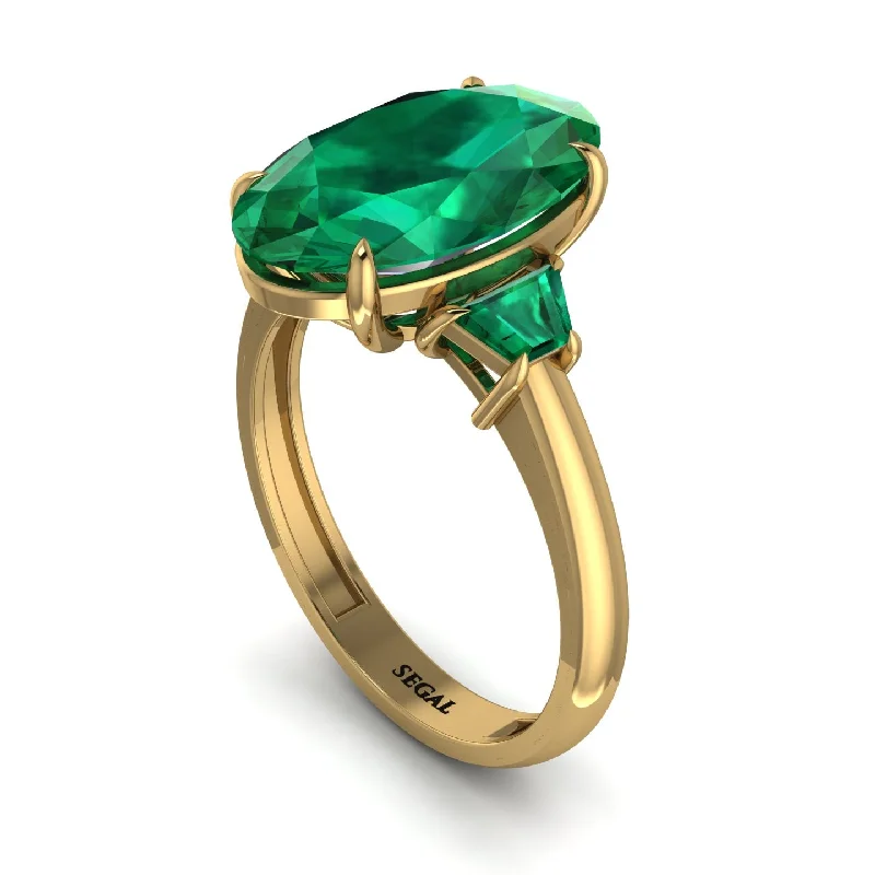 engagement-minimalist-ring-Oval-Cut Emerald Three Stone Engagement Ring - Amari No. 19