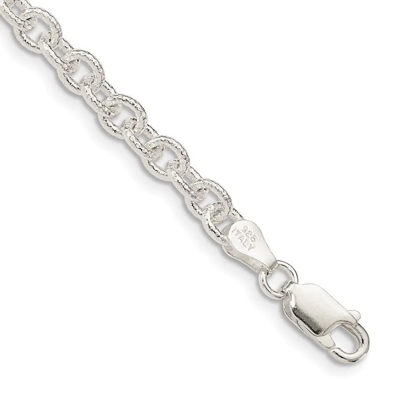 Ladies bracelets for wanderers -Sterling Silver 4.55mm Fancy Patterned Rolo Chain Bracelet