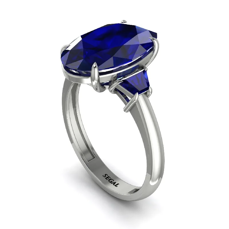 engagement-cushion-cut-silver-ring-Oval-Cut Sapphire Three Stone Engagement Ring - Amari No. 75