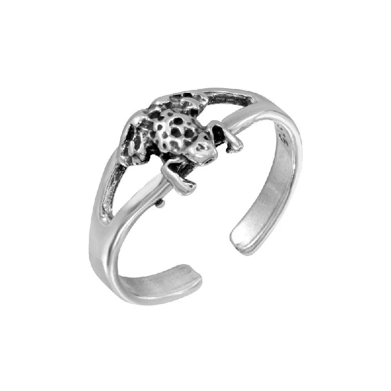 ladies ring graceful wave pattern-Silver 925 Frog Adjustable Toe Ring - TR247-A