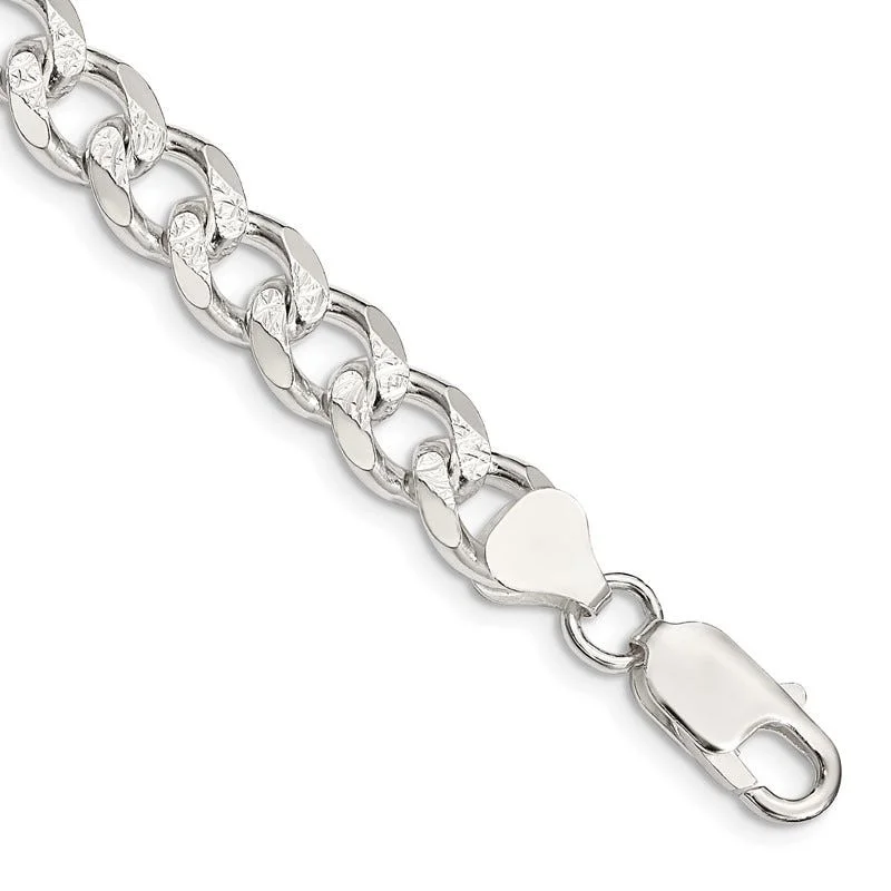 Ladies bracelets for aunts -Sterling Silver 8mm Pav‚ Curb Chain Bracelet