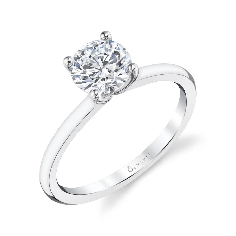 engagement-diamond-handmade-ring-Sylvie Collection 14K White Gold Round Engagement Ring Setting