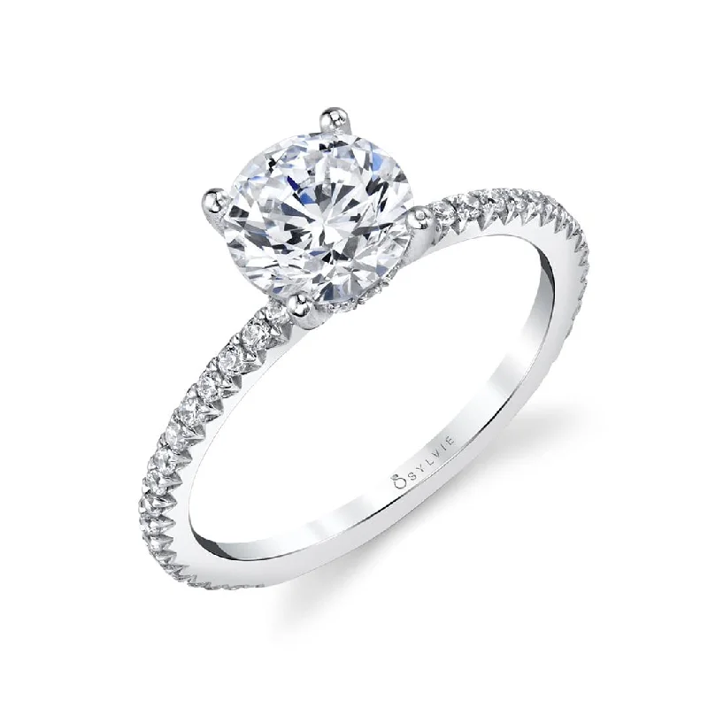 engagement-bridal-platinum-ring-Sylvie Collection 14K White Gold Round Engagement Ring Setting