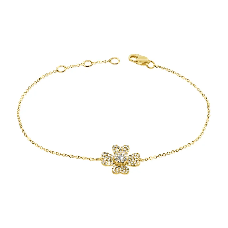 Ladies bracelets for chill days -OKGs Collection 14K Gold Diamond Flower Bracelet