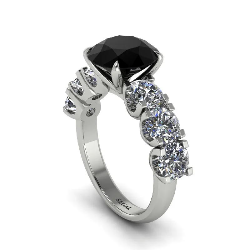 engagement-promise-ruby-ring-Round Cut Black Diamond Cathedral Engagement Ring - Tatum No. 9