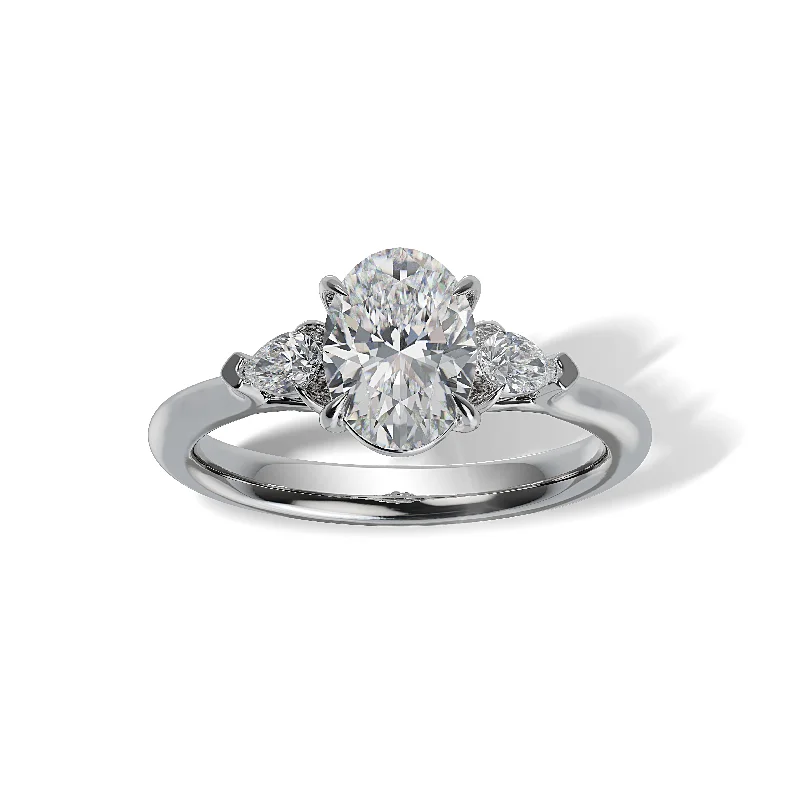 engagement-wedding-silver-ring-Lab Grown Diamond Three Stone Engagement Ring