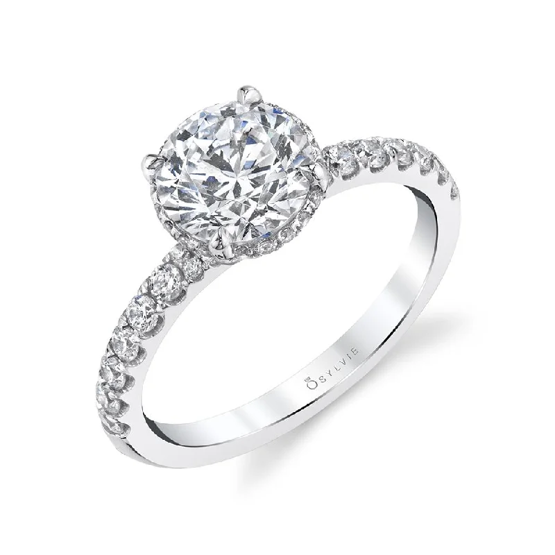 engagement-gold-classic-ring-Sylvie Collection 14K White Gold Round Engagement Ring Setting