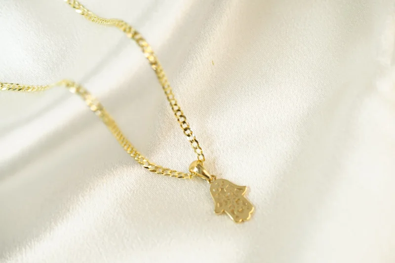 ladies-crystal-heart-necklace-14k Hamsa Hand Necklace