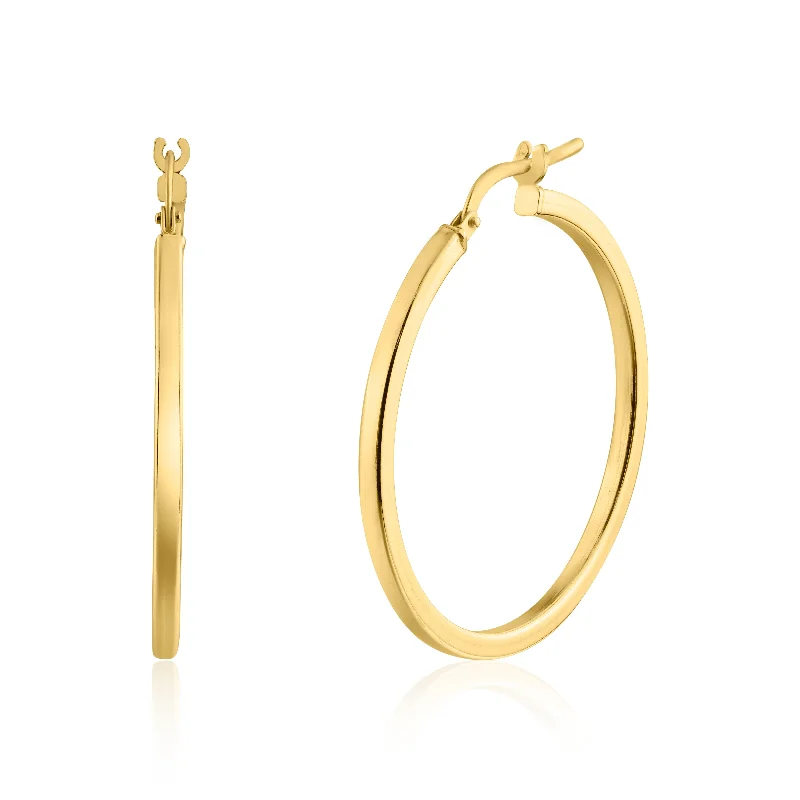 ladies-moon-pearl-earrings-Gold Plated 925 Sterling Silver Silver 2mm Hoop Earring - ARE00026GP