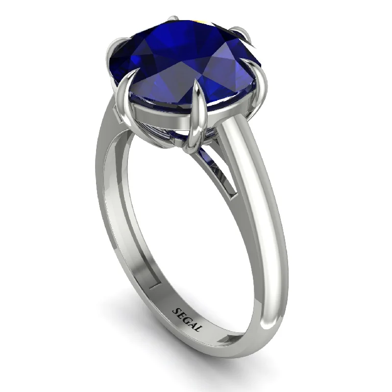 engagement-elegant-silver-ring-Round Cut Sapphire Solitaire Engagement Ring - Miranda No. 15