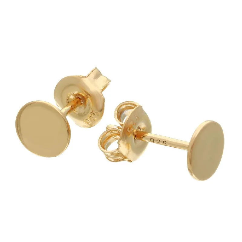 ladies-artisan-diamond-earrings-Silver 925 Gold Plated Disc Stud Earrings - GME00077GP