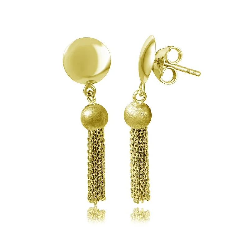 ladies-star-drop-earrings-Gold Plated 925 Sterling Silver Hanging Bead with Multi Strands Earrings - DIE00003GP