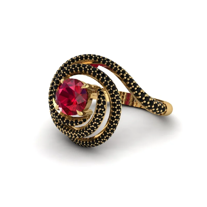 engagement-luxury-gold-ring-Ruby Double Halo Swirling Engagement Ring - Serena No. 40