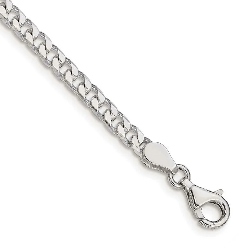 Ladies bracelets with paw charms -Sterling Silver Polished 3.5mm Curb Chain Bracelet