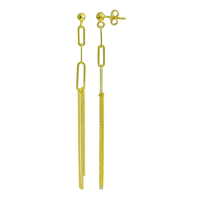 ladies-vintage-gold-earrings-Gold Plated 925 Sterling Silver Dangling Ball Paperclip Earring - ITE00089-GP