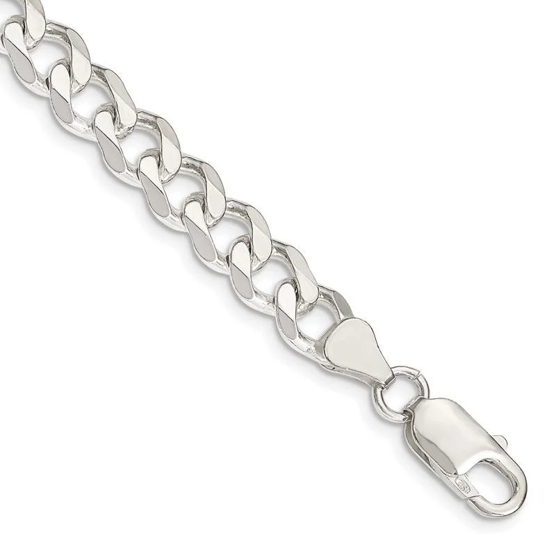 Ladies bracelets with shell charms -Sterling Silver 7.5mm Curb Chain Bracelet