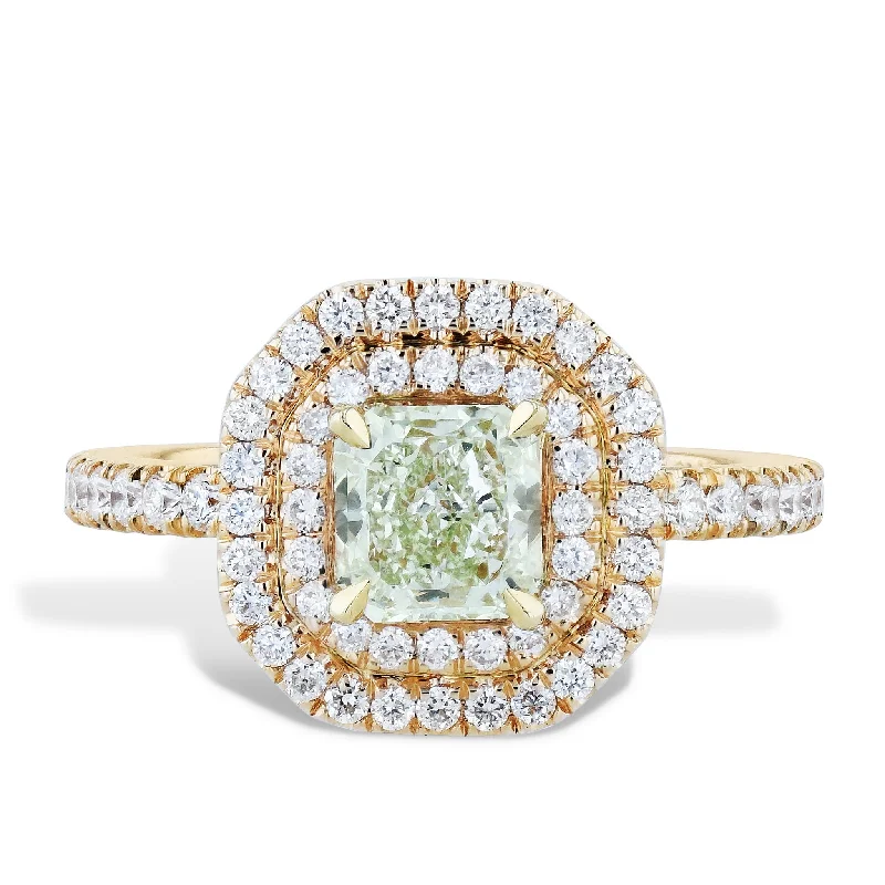 engagement-infinity-platinum-ring-Yellow-Green Brilliant Cut Diamond Rose Gold Pave Engagement Ring