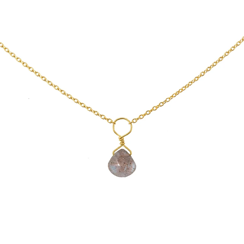 ladies-unique-gold-necklace-Tiny Labradorite Drop Necklace