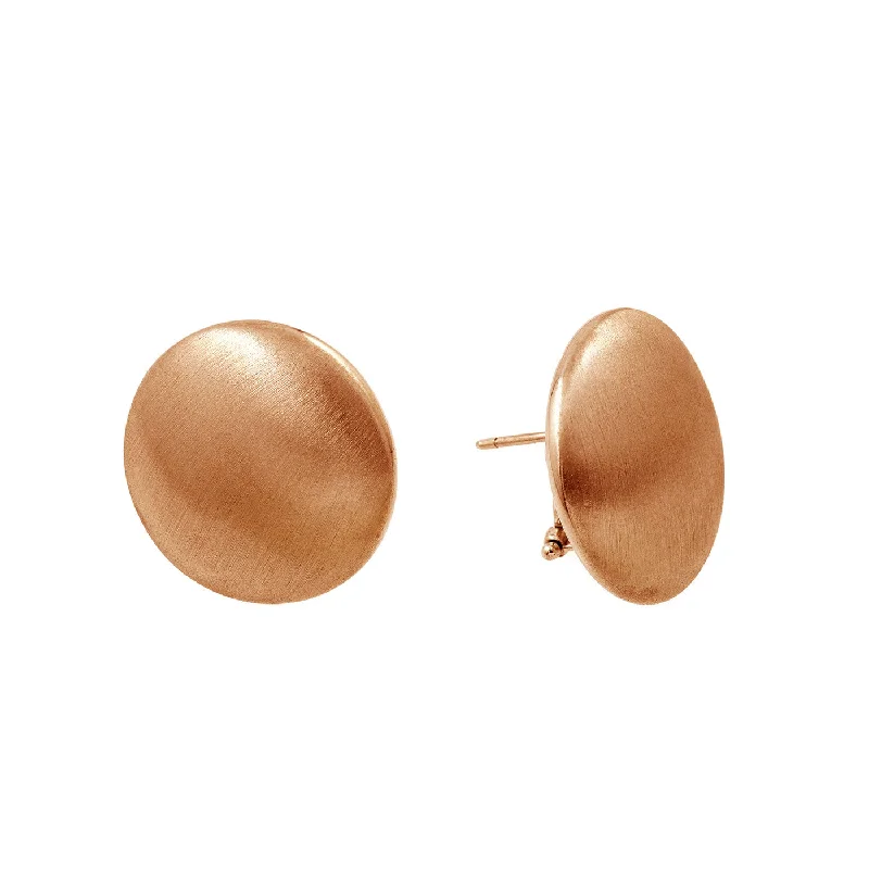 ladies-artisan-dangle-earrings-925 Silver Matte Finish Rose Gold Plated Leverback Disc Earrings - ECE00009RGP