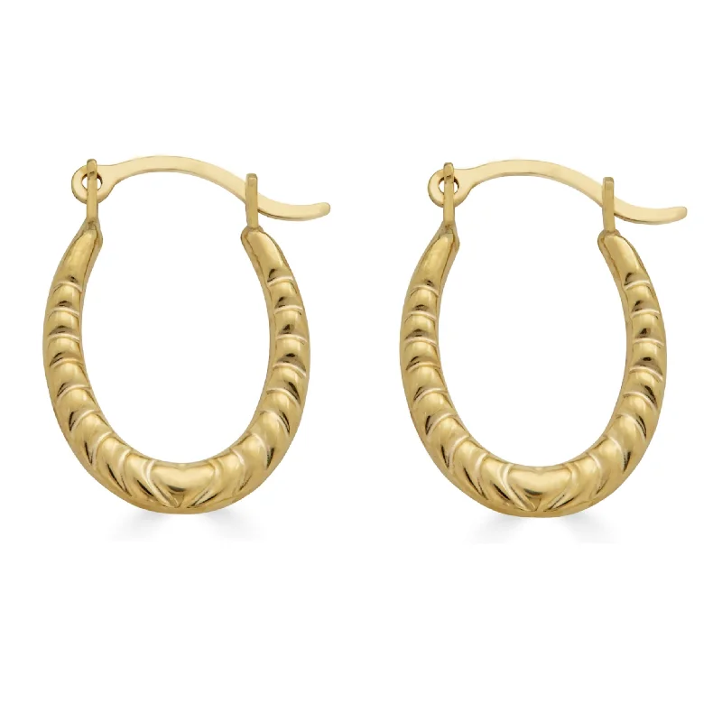 ladies-ethnic-gemstone-earrings-14E00364 - 14 Karat Yellow Gold Rope Design Latch Back Hoop Earring