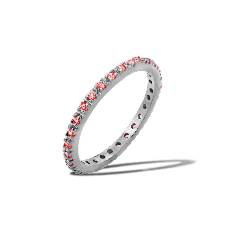 ladies ring animal paw print-Rhodium Plated 925 Sterling Silver Plated Birthstone Inlay Eternity Ring January - BGR00339JAN