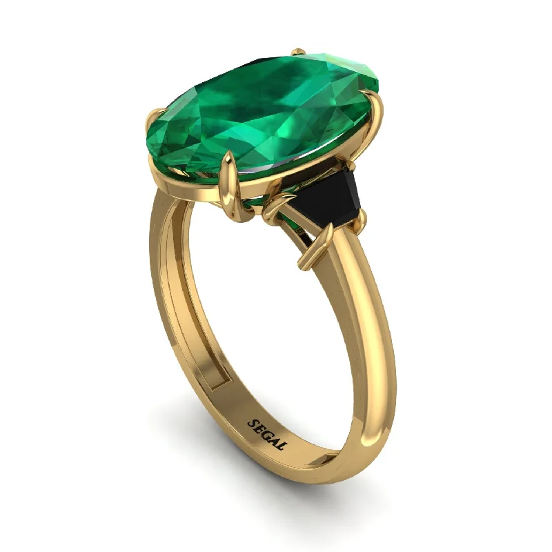 engagement-affordable-gold-ring-Oval-Cut Emerald Three Stone Engagement Ring - Amari No. 34