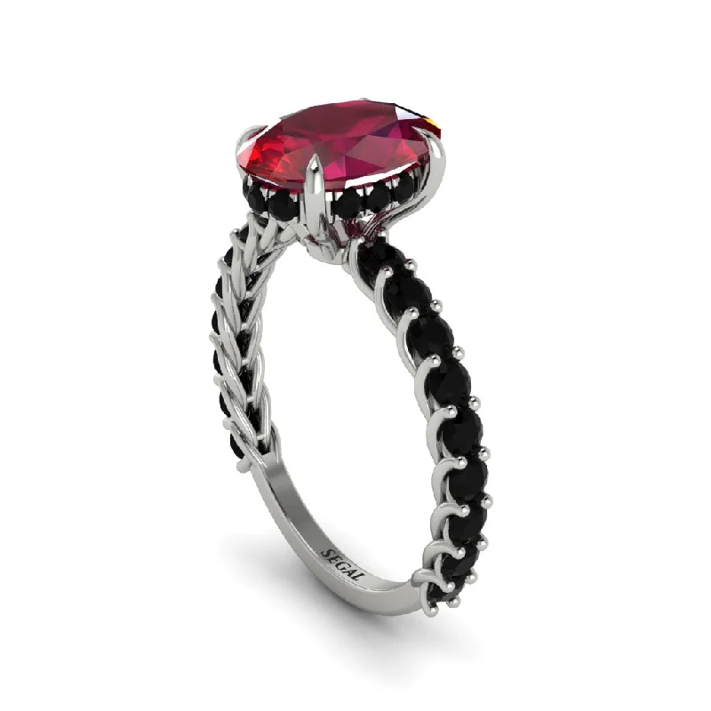 engagement-solitaire-sapphire-ring-Oval-Cut Halo Ruby Timeless Elegance Engagement Ring - Kelsey No. 42