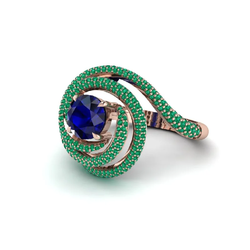 engagement-luxury-rose-gold-ring-Sapphire Double Halo Swirling Engagement Ring - Serena No. 29