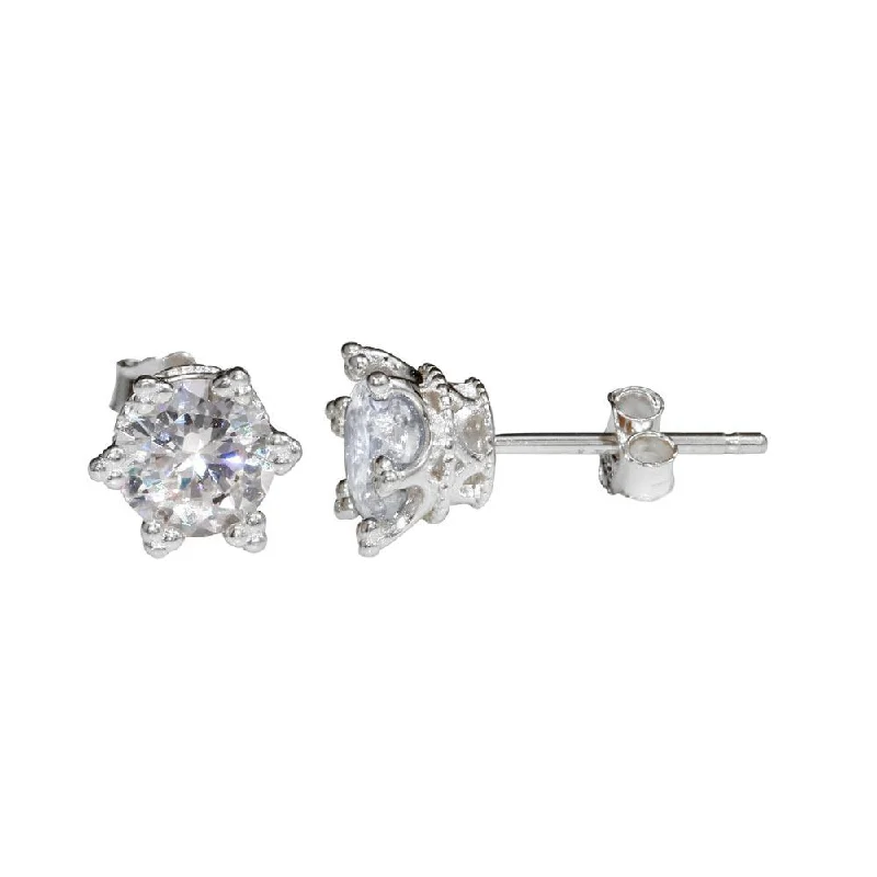 ladies-silver-moon-earrings-Rhodium Plated 925 Sterling Silver Star Stud Earrings - STE01148RH