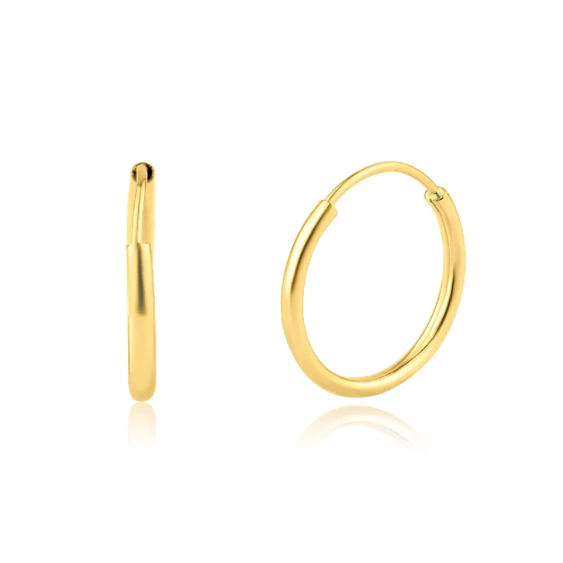 ladies-pearl-gold-earrings-14E00222. - 14 Karat Yellow Gold Huggie Hoop Earring