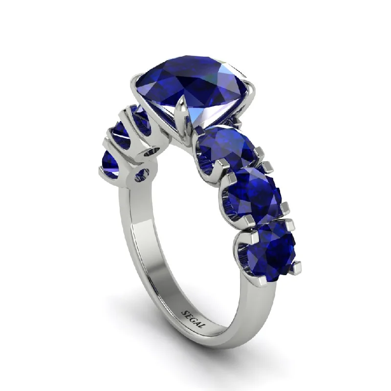 engagement-oval-diamond-ring-Round Cut Sapphire Cathedral Engagement Ring - Tatum No. 75