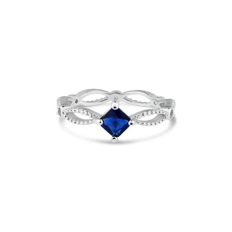 ladies ring lush aventurine-Rhodium Plated 925 Sterling Silver Marquise Blue CZ Ring - BGR01362BLU