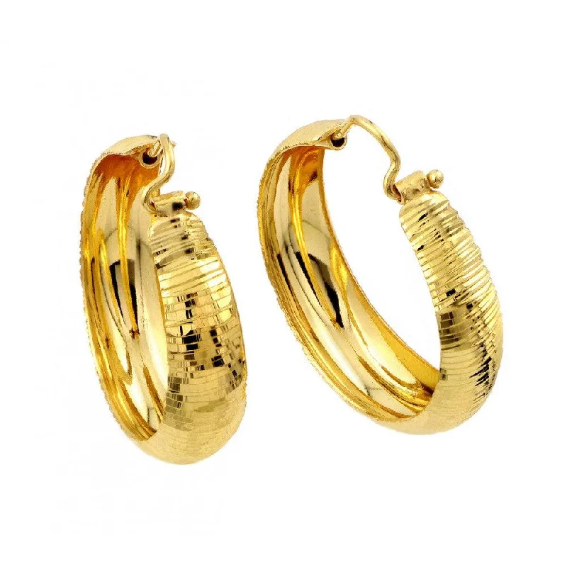 ladies-delicate-rose-gold-earrings-Silver 925 Gold Plated Hoop Earrings - ITE00078GP