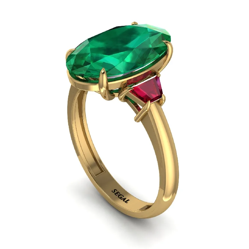 engagement-modern-diamond-ring-Oval-Cut Emerald Three Stone Engagement Ring - Amari No. 49