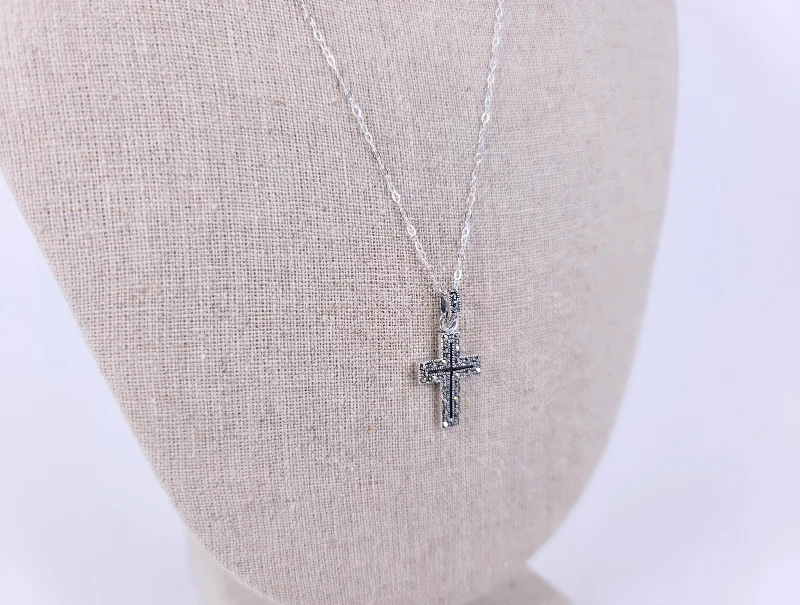 ladies-gold-necklace-Marcasite Cross Necklace