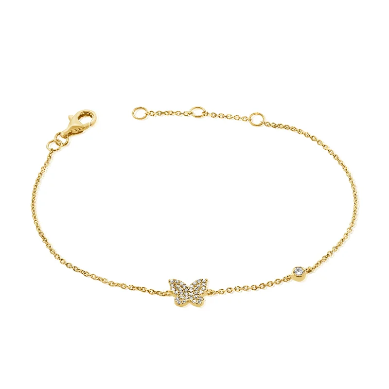 Ladies bracelets for brides -OKGs Collection 14K Gold Butterfly Diamond Bracelet