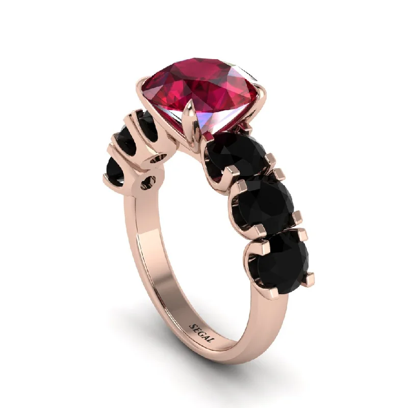 engagement-rose-gold-handmade-ring-Round Cut Ruby Cathedral Engagement Ring - Tatum No. 41