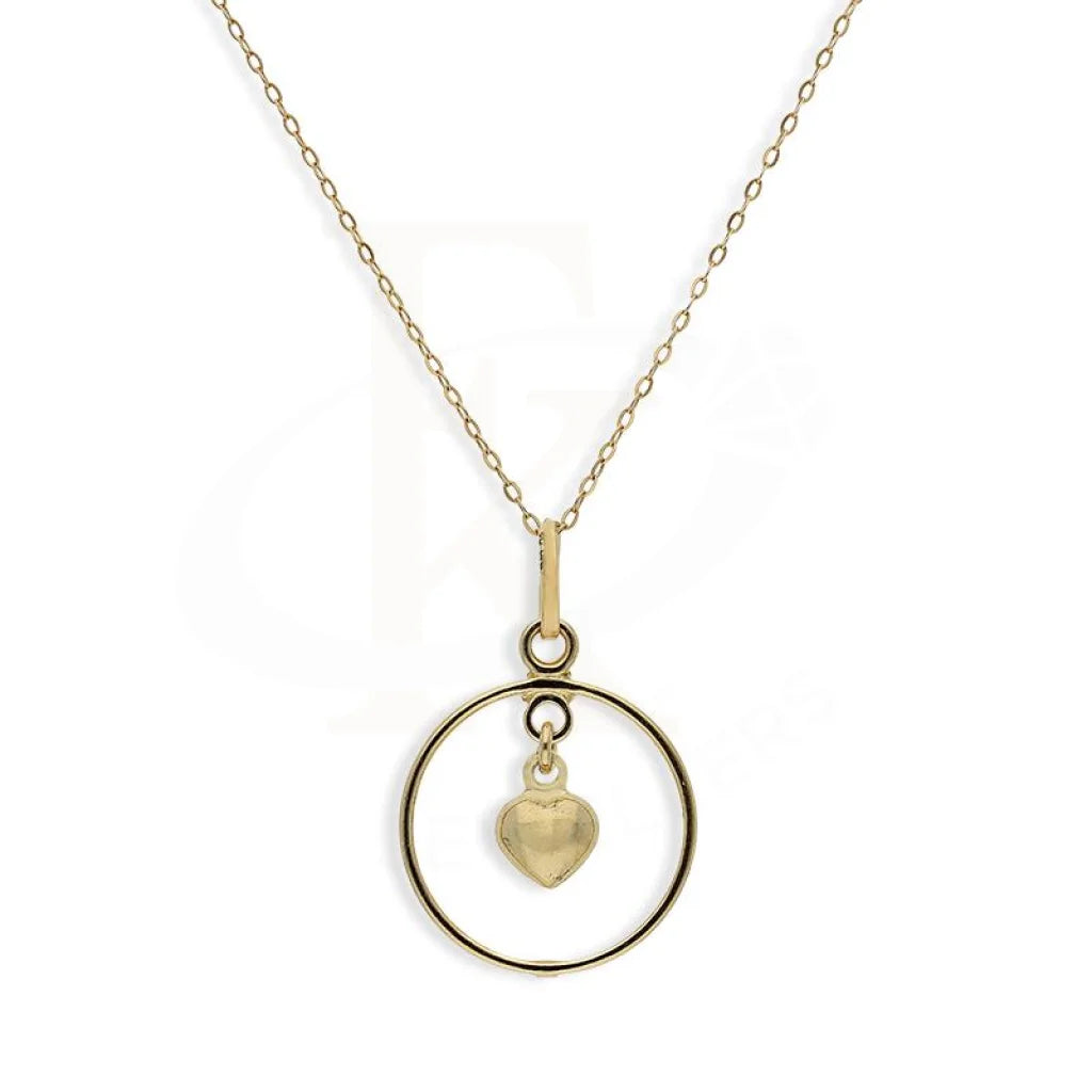 ladies ring initial accent stone-Gold Necklace (Chain with Heart In Ring Shaped Pendant) 18KT - FKJNKL18K2255