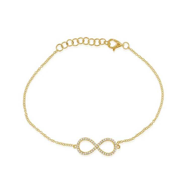 Ladies bracelets with lepidolite -14K Gold Infinity Bracelet with Diamonds