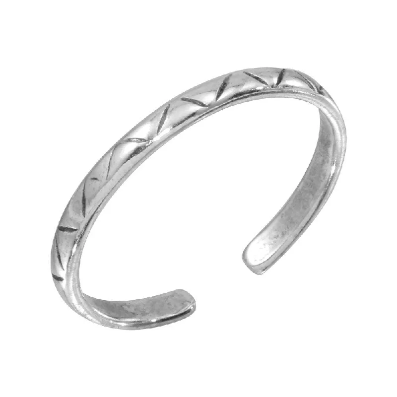 ladies ring bold geometric shape-Silver 925 Triangle Pattern Adjustable Toe Ring - TR139-A