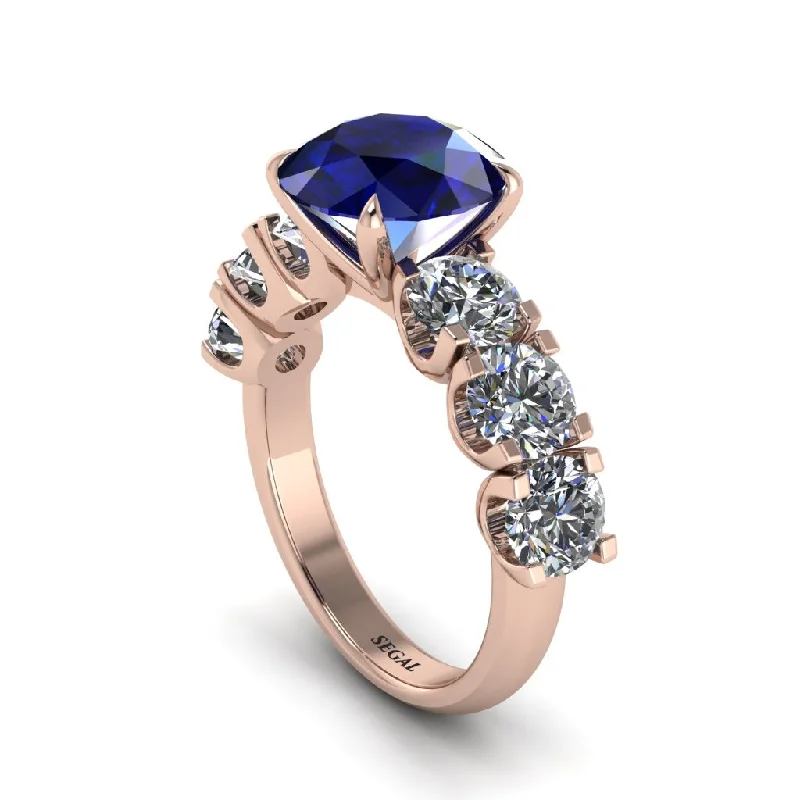 engagement-heart-platinum-ring-Round Cut Sapphire Cathedral Engagement Ring - Tatum No. 14