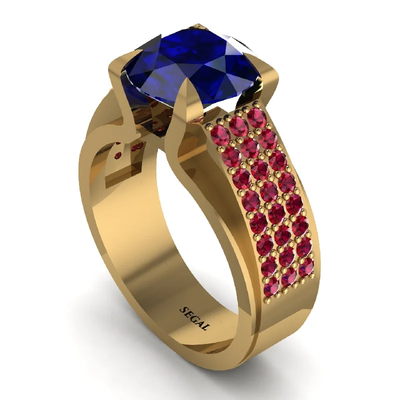 engagement-pearl-classic-ring-Round Cut Sapphire 14K Gold Pave Engagement Ring - Saylor No. 58