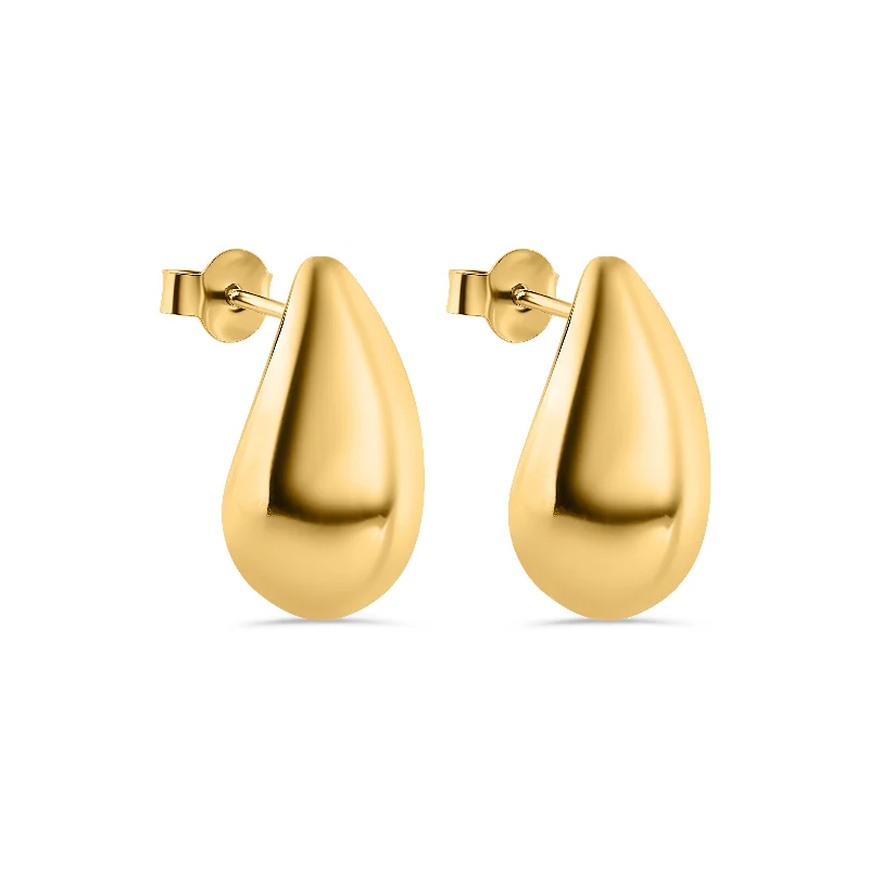 ladies-everyday-hoop-earrings-Gold Plated 925 Sterling Silver Pear Shaped 9.6mm x 19.7mm Stud Earring - ARE00043GP