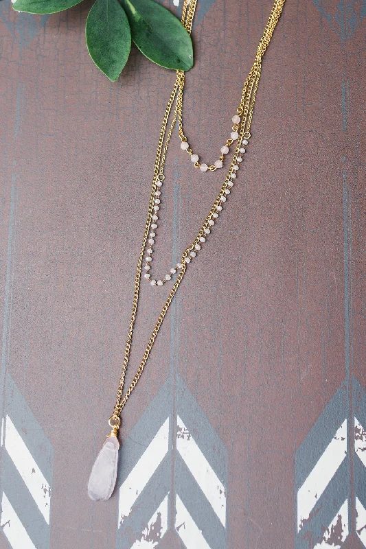 ladies-ethnic-pearl-necklace-Layered Amethyst Drop Necklace