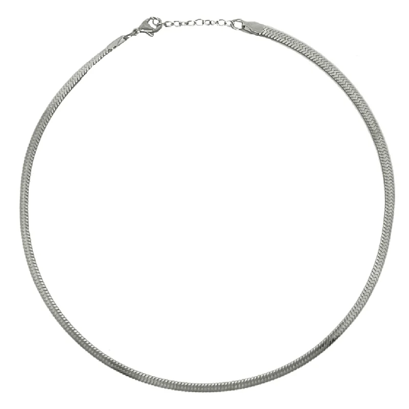 ladies-infinity-pearl-necklace-Evelyn Silver Herringbone  Necklace