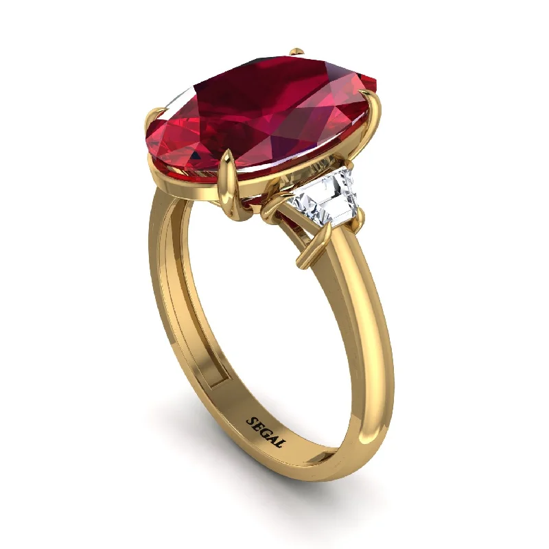 engagement-rose-gold-ring-Oval-Cut Ruby Three Stone Engagement Ring - Amari No. 10