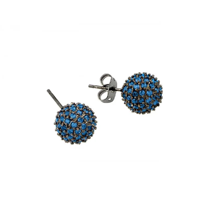 ladies-pendant-earrings-Clearance-Silver 925 Rhodium Plated Blue CZ Stud Earrings - BGE00371BLU