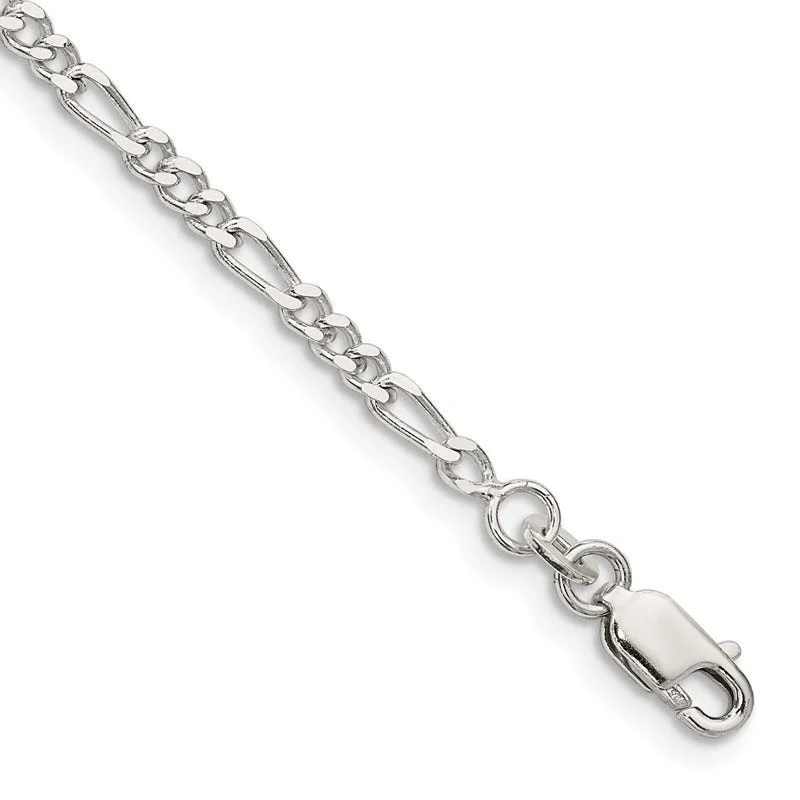 Ladies bracelets custom made -Sterling Silver 2.5mm Figaro Chain Bracelet